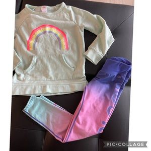 Girls gap rainbow leggings and rainbow sweater